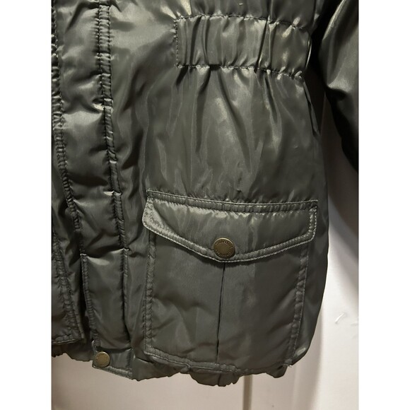 Timberland Girls Hooded Winter Coat Green Pink Full Zip Snap Size Large - Picture 8 of 12